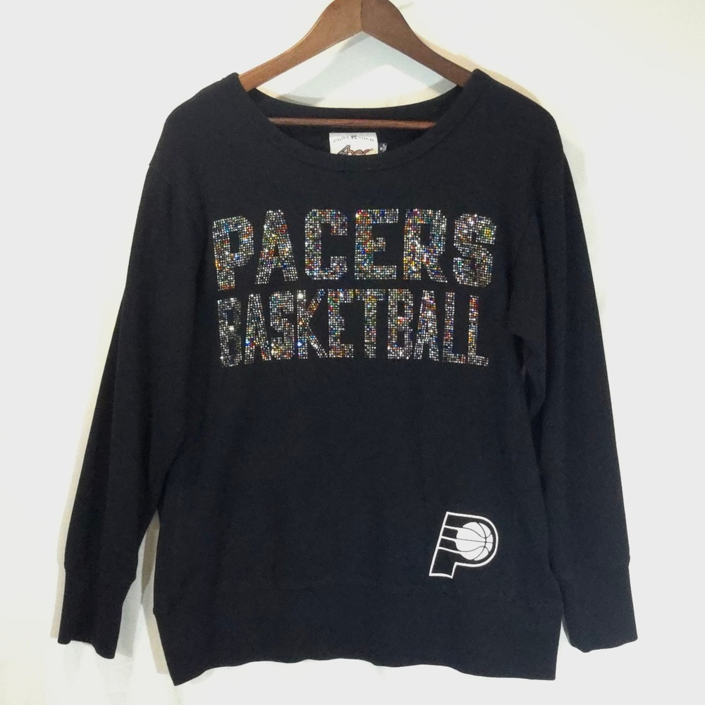 Vintage Indiana Pacers‎ 4her by Carl Banks Black Rhinestone Sweatshirt Medium